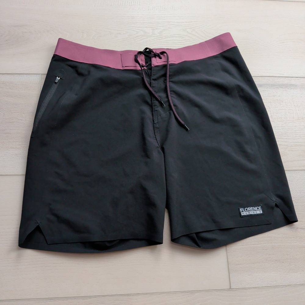 Florence Marine X Weld Boardshorts Mens 30 Black Maroon Surf Trunks Swim Beach